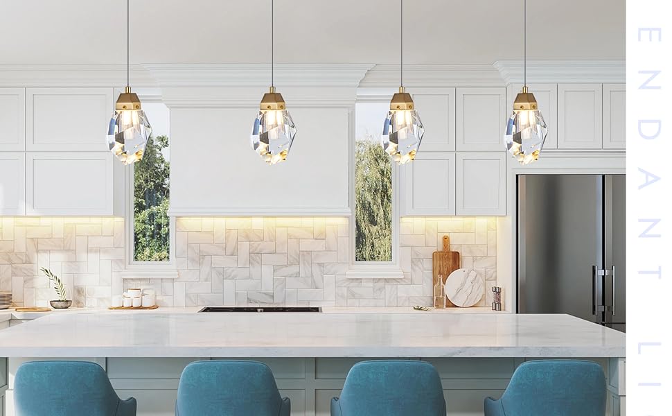 1-Light Diamond Crystal Pendant Light