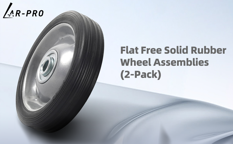 5” x 1.5” Flat Free Solid Rubber Wheel Assemblies