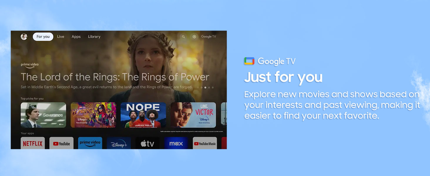 outdoor TV with Google TV OS Google Assistant free channel Netflix Prime Video Hulu Roku Smart TV