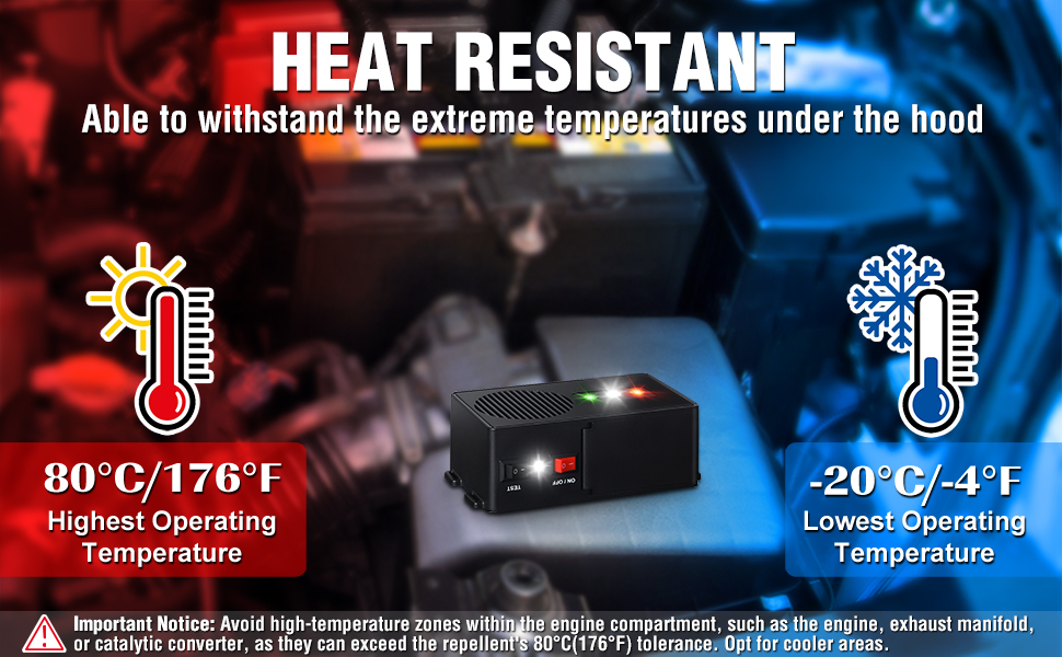 loraffe zn-511 battery operated under hood rodent repellent heat resistant