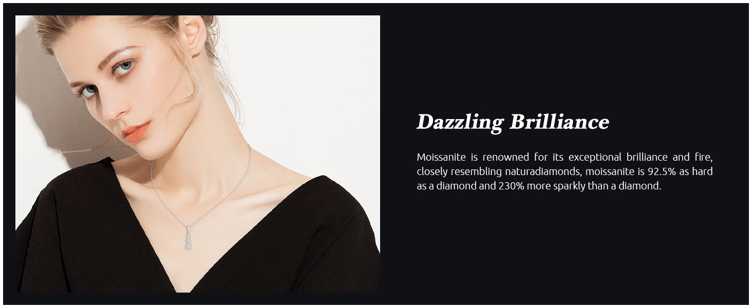 Moissanite 3 Stone Necklace