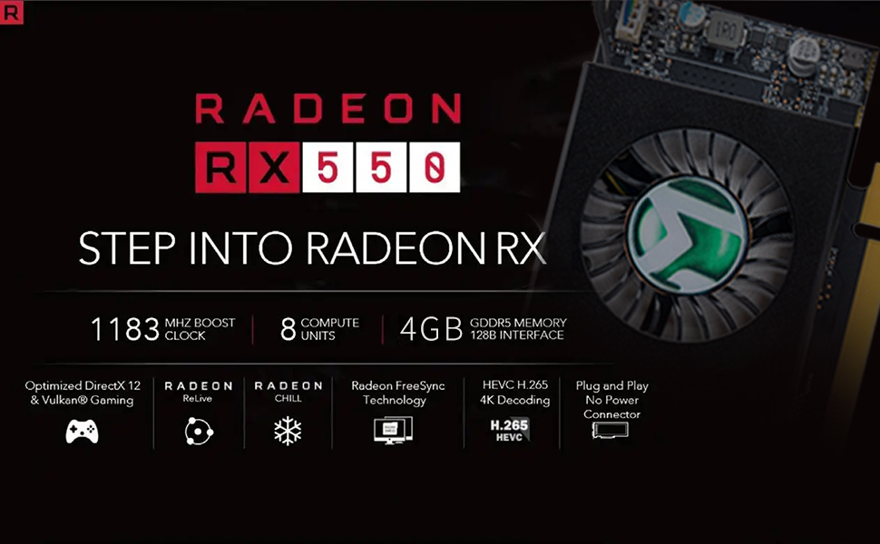 AMD Radeon RX 550 4G low profile graphics card gpu