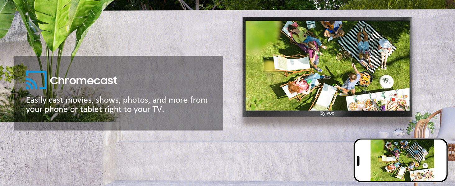 TV streaming Chromecast screen cast from phone or pad big screen outdoor movie signage