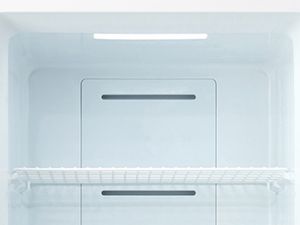 Closeup of the LED interior light inside the Kenmore 2-in-1 convertible fridge/freezer