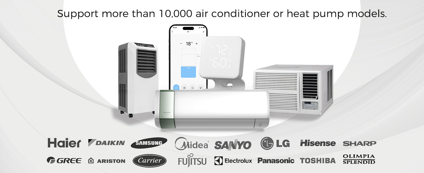 Support more than 10,000 air conditioner or heat pump models.