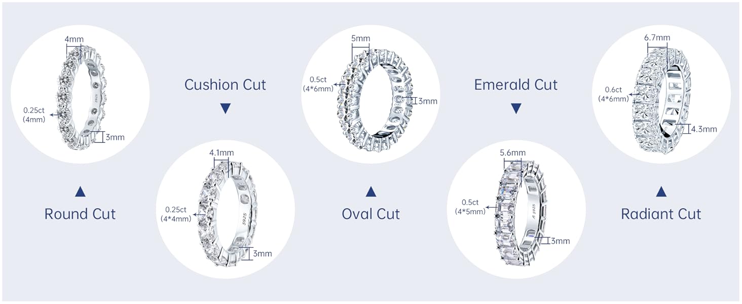 Cubic Zirconia diamond rings 925 Sterling Silver Wedding bands Jewelry Gift christmas santa gifts