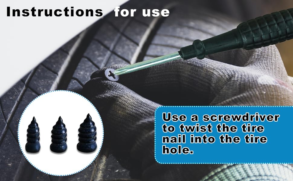 100 Count Tire Repair Screws with Screwdriver 3 Size -1