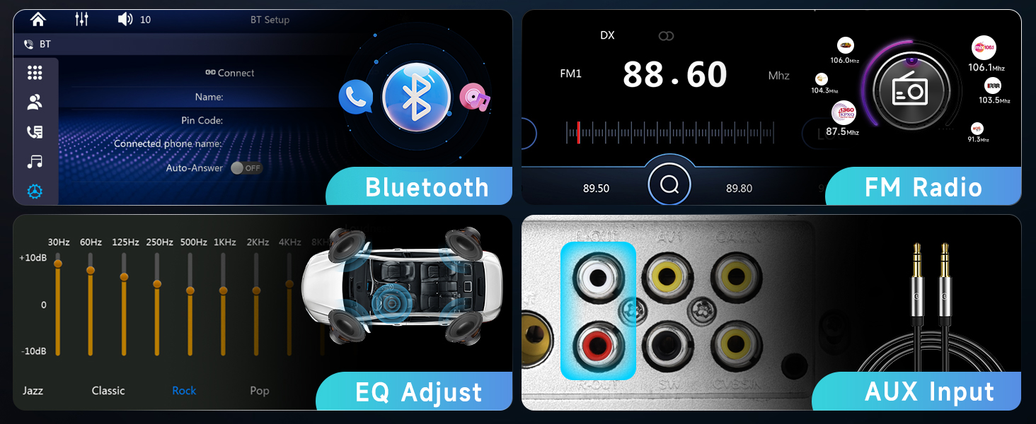 Single Din Car Stereo with Carplay