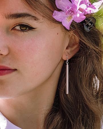 Platinum Long Bar Dangle Earring