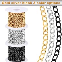 Aluminium Curb ChainGold silver black 3 color options Roll