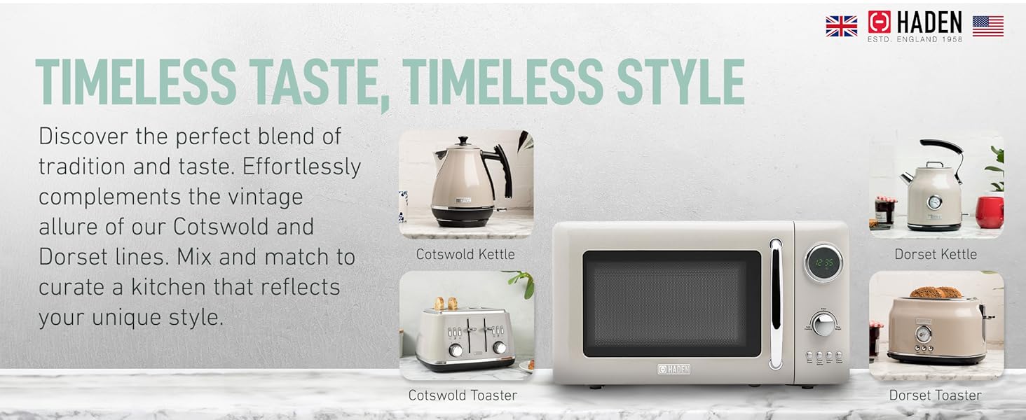 Haden 700 Watt 0.7 Cubic Foot Microwave Oven with Digital Controls, Putty/Chrome