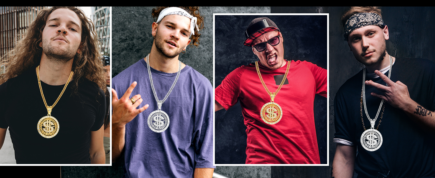 mens hip hop sports necklace gold plated