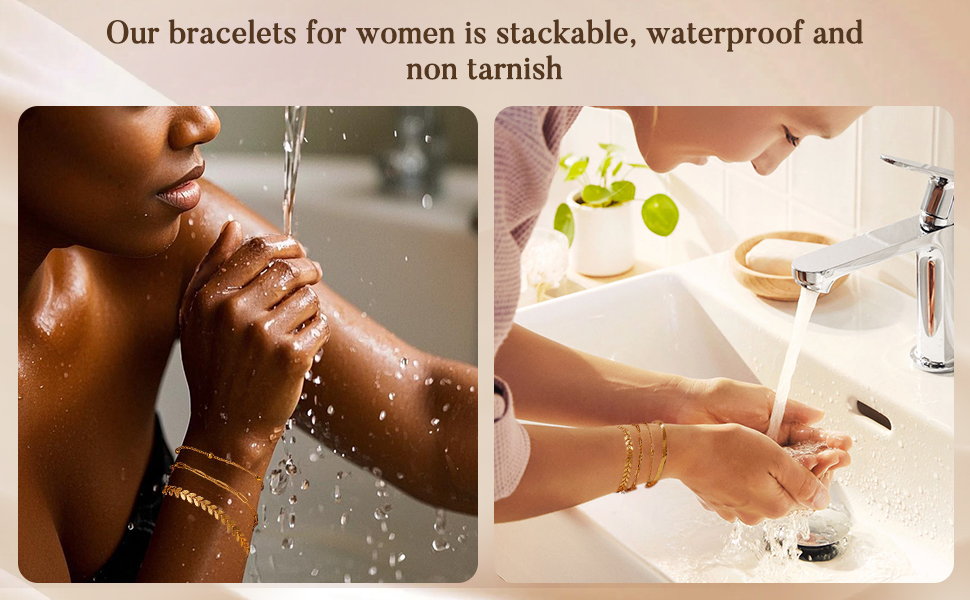 Stackable,Waterproof and No Tarnish Bracelets for Women