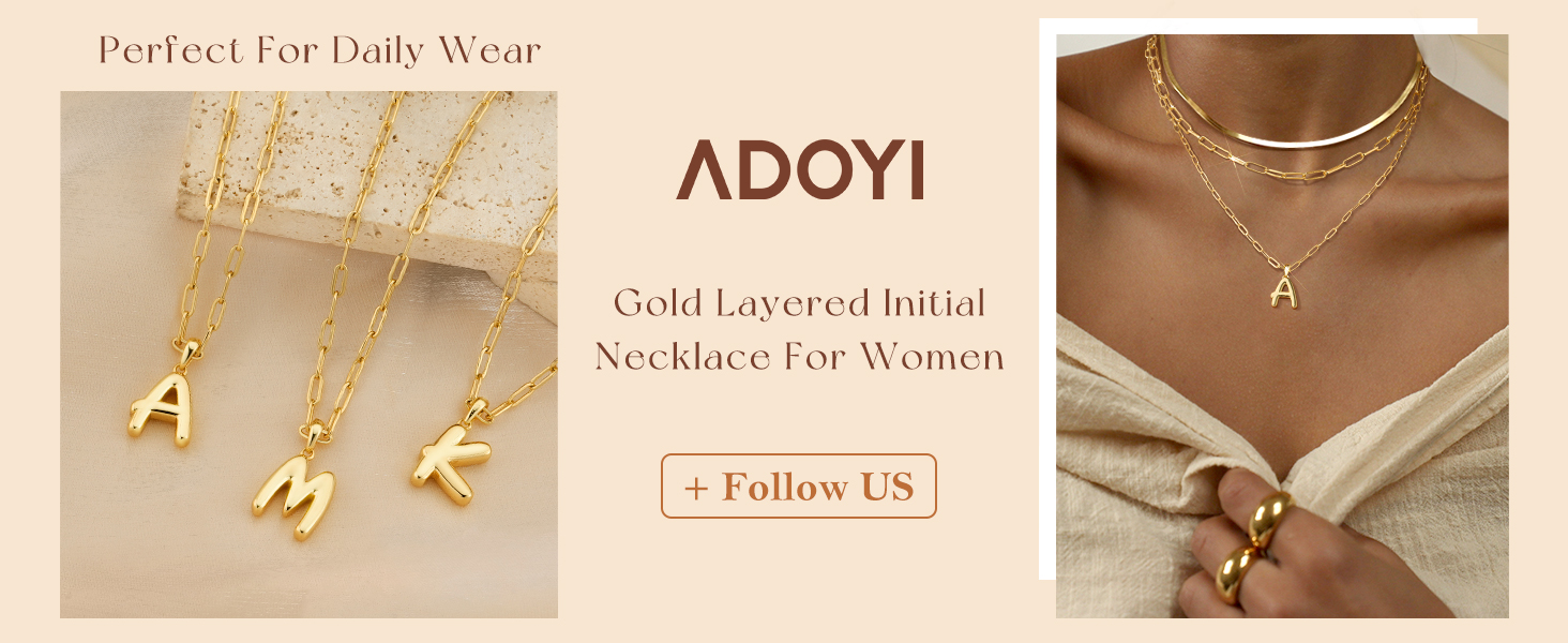 gold bubble necklace stack  for women