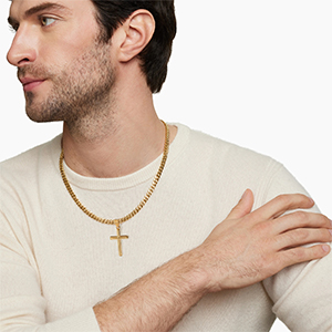 Silver Cross Necklace for Men Cross Chain Mens Cross Necklace Cuabn Link Chain Jewelry Gifts for Him