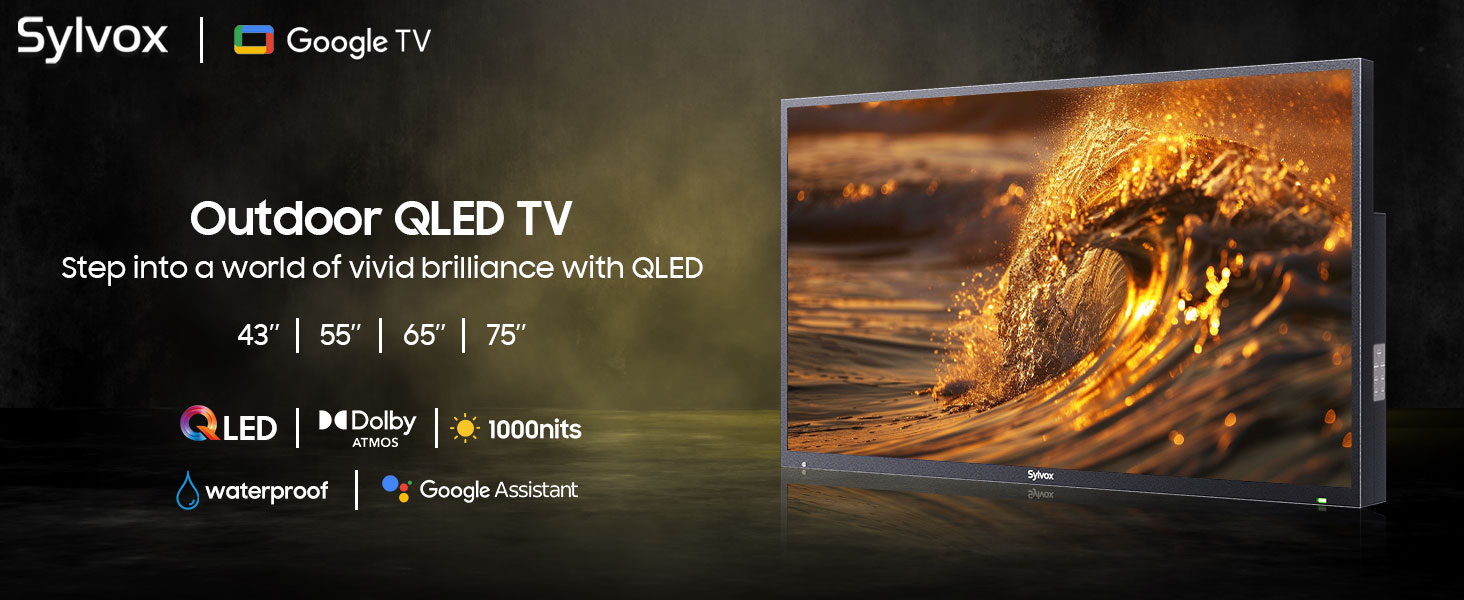 outdoor TV smart TVs QLED 4K UHD weatherproof waterproof television for outdoor entertainment