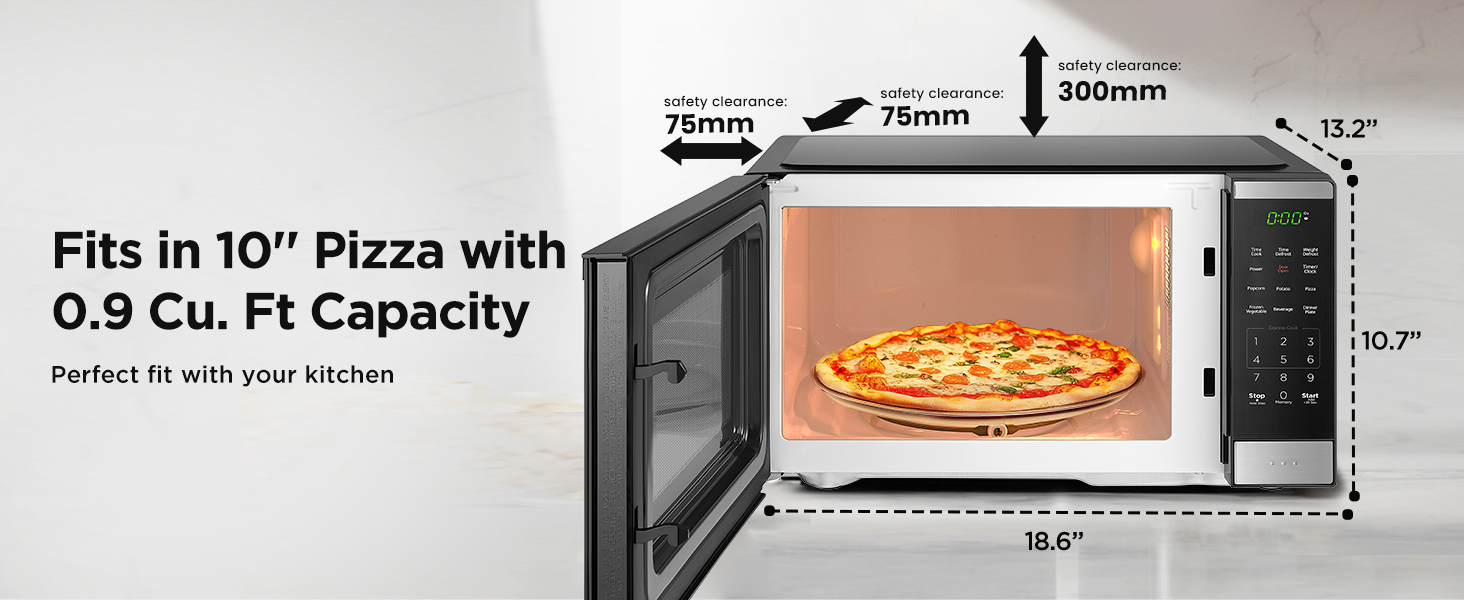 Large capacity fits in 10'' Pizza