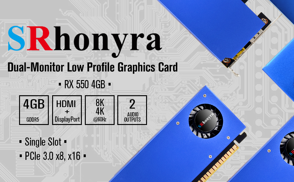 SRhonyra SR55D5LP4G1 RX 550 4GB GDDR5 HDMI DP low profile graphics card