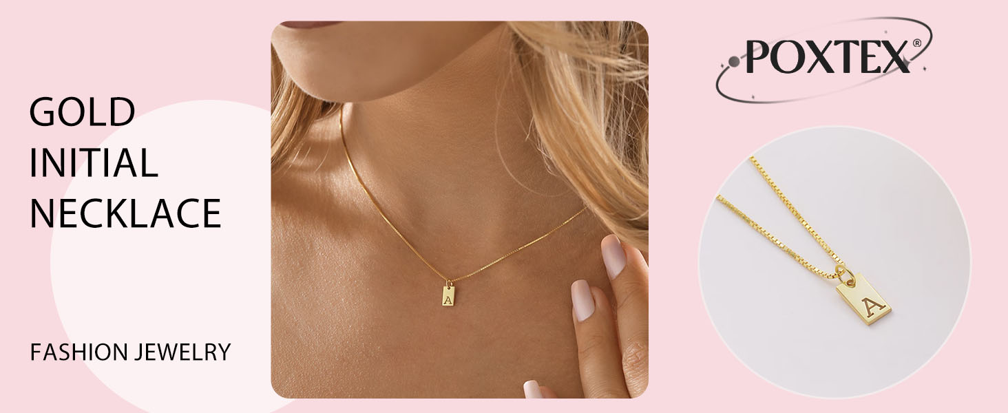 Poxtex Initial Necklace