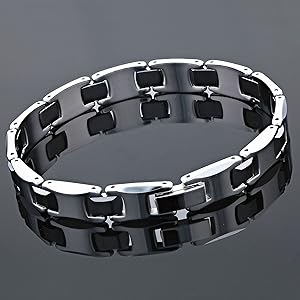 STEEL NATION JEWELRY Men’s Two-Tone Black and Gray Tungsten Ceramic