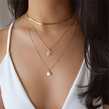Snake Chain&Cross Medallion&Pearl