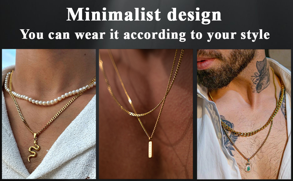 Mens  Silver Chain Silver Chain for Men Mens Chian Necklace Stainless Steel Cuban Link Chain