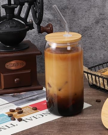 Beer Glasses with Bamboo Lids