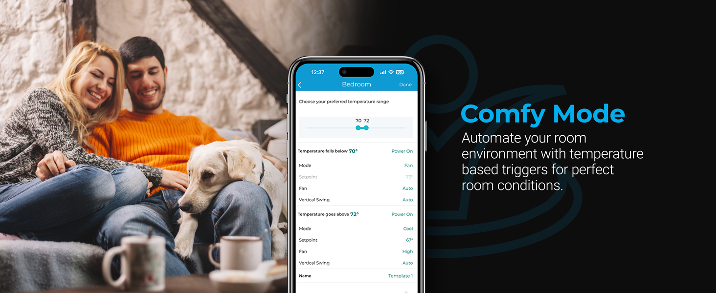 Comfy Mode to set intelligent triggers with Cielo Breez Lite