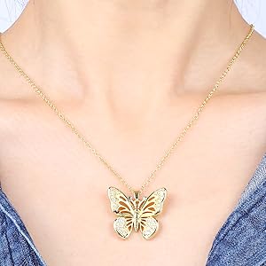 Gold Butterfly Pendant Necklace for Women
