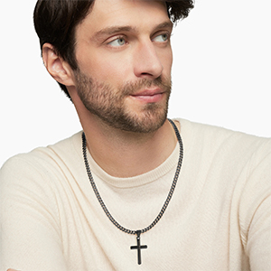 Silver Cross Necklace for Men Cross Chain Mens Cross Necklace Cuabn Link Chain Jewelry Gifts for Him