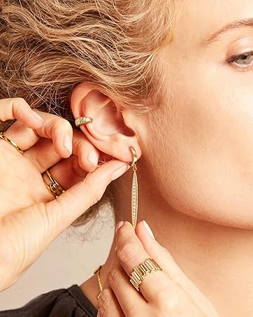CZ Bar Hoop Earring