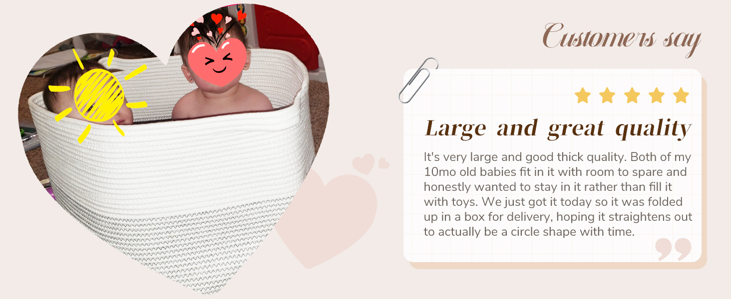 INDRESSME XXXLarge Cotton Rope Basket