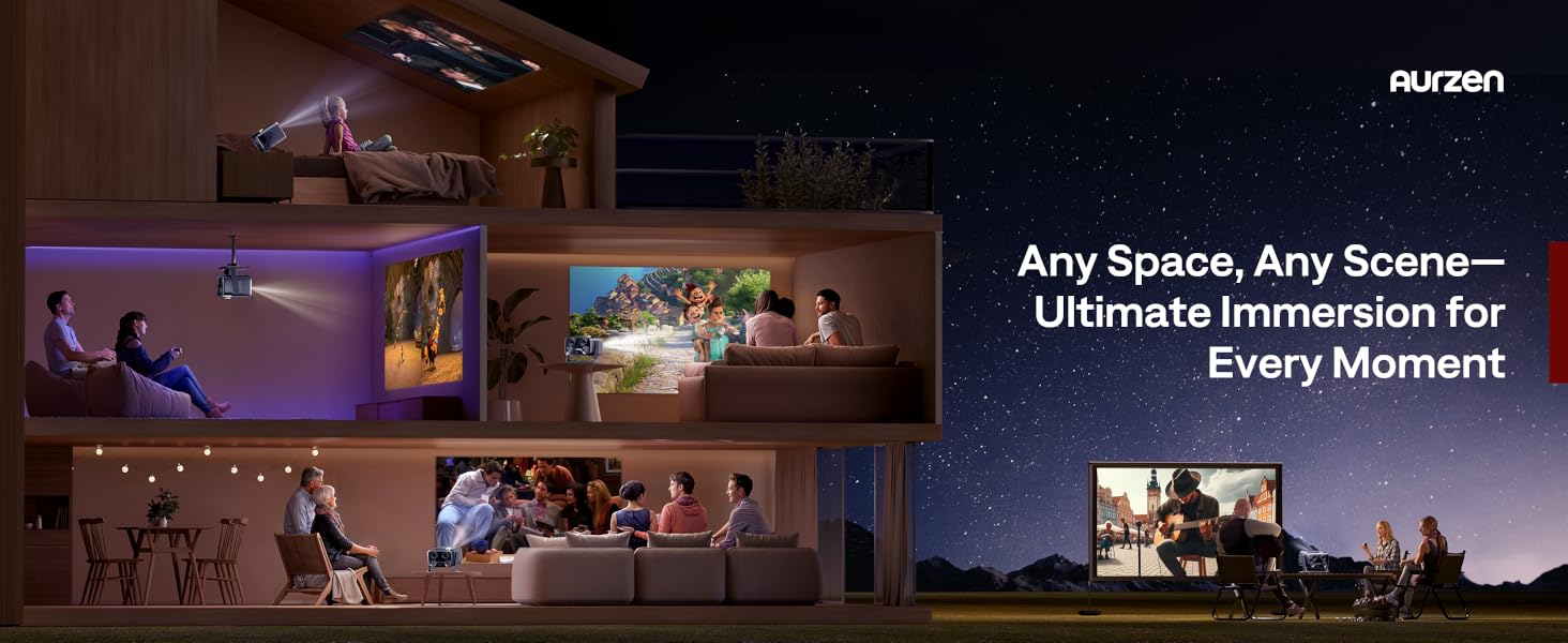 Aurzen BOOM mini 4-in-1 Smart Projector Built-in Google TV