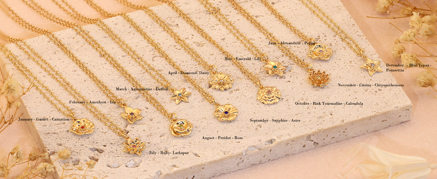 Birth flower necklace