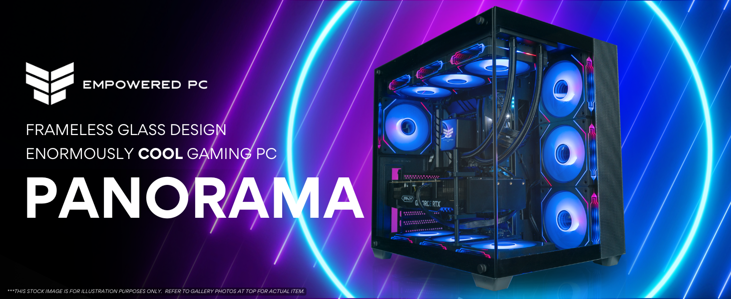 Empowered PC Panorama Gaming Tower frameless glass design