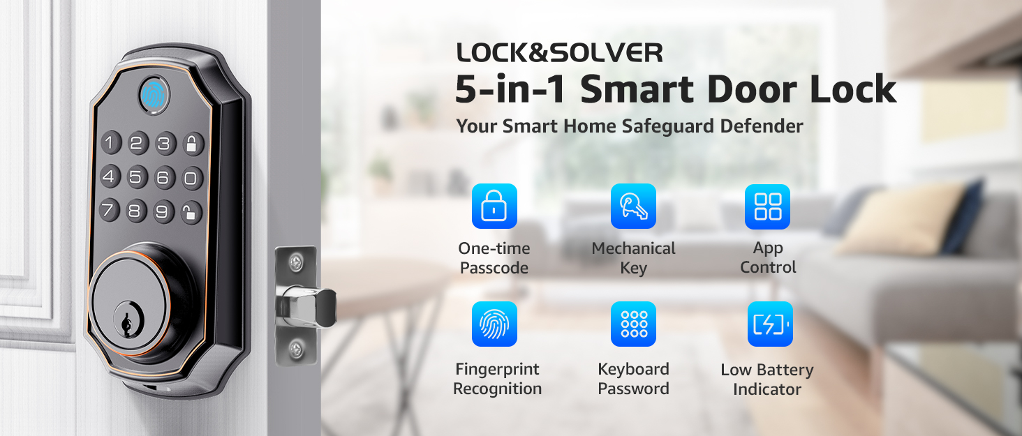 Smart Door Lock deadbolt Fingerprint Smart Lock Bluetooth Combination Lock Combination Keypad Lock