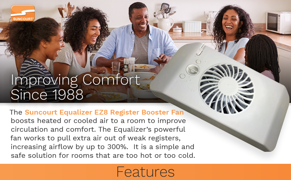 suncourt flush fit register air booster fan hvac air duct fan ductstat in white 