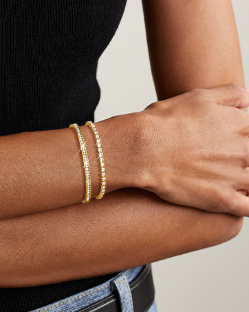 Gold Bangle Bracelets 18K Gold Plated Adjustment Tennis Bracelet for Women