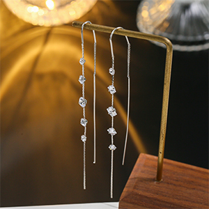 Long silver earrings 
