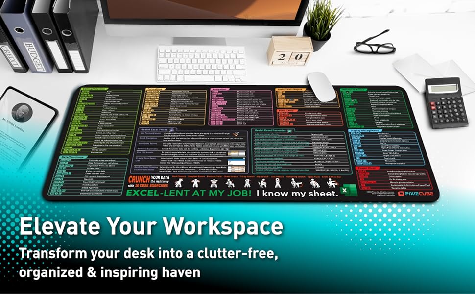 Excel Spreadsheet Shortcuts Desk Mat