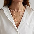 Dainty Gold Plated 3Layered Bar Pearl Hammered