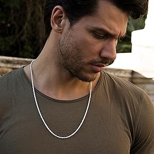  miabella model in silver rope chain