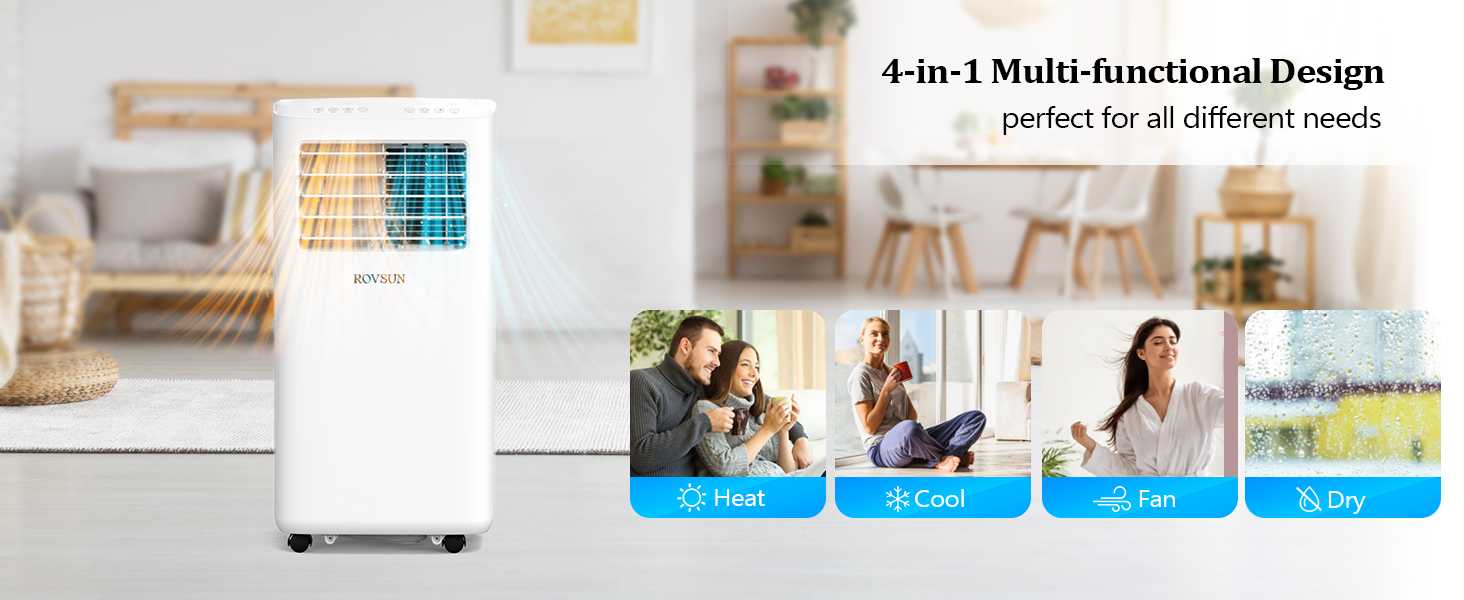 WiFi Smart 10000 BTU Portable Air Conditioner Heater Remote APP Control Cooler Fan Mobile AC Unit