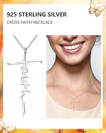925 STERLING SILVER CROSS FAITH NECKLACE