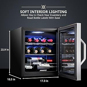 Ivation wine cooler Soft interior lighting