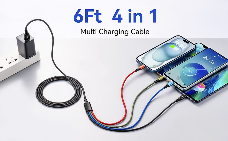 4 in 1 Multi charger cable charging cable charging cord multiple charger multi usb cable usbc cable