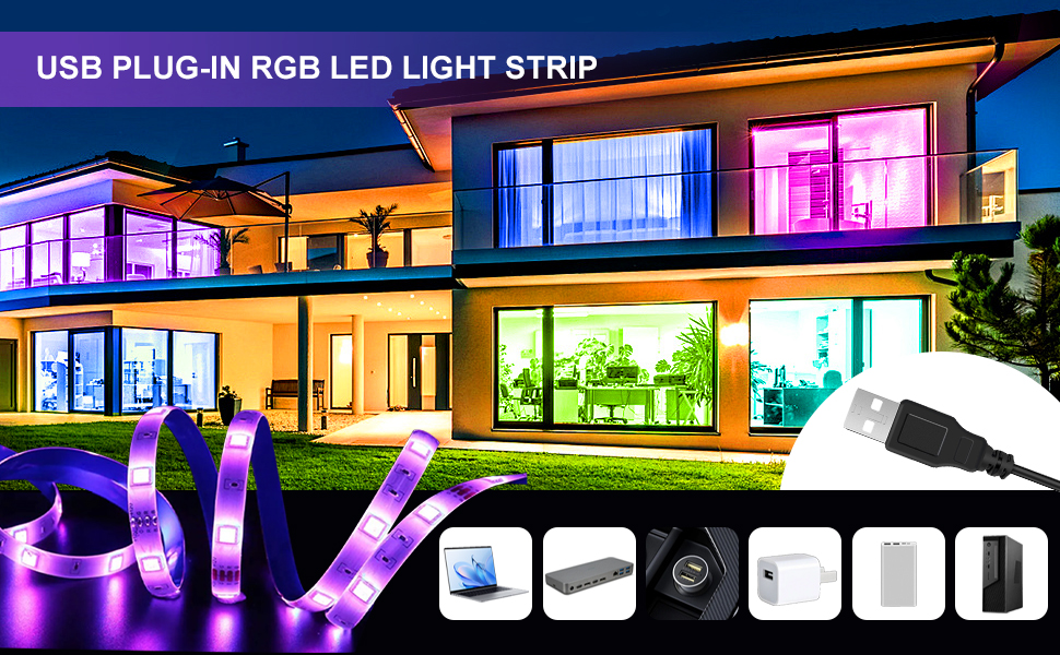  USB Plug in RGB LED Light Strip