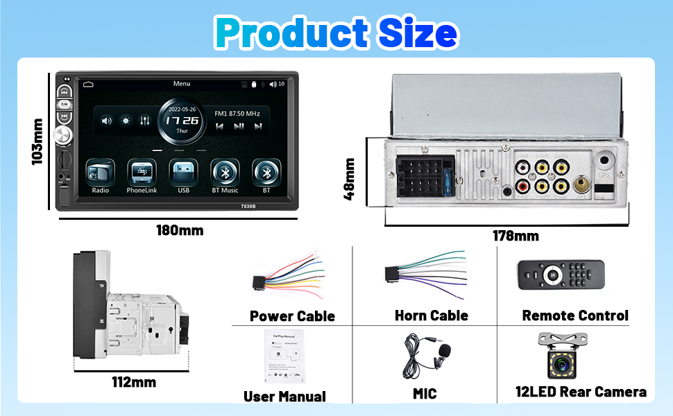 single din car stereo bluetooth