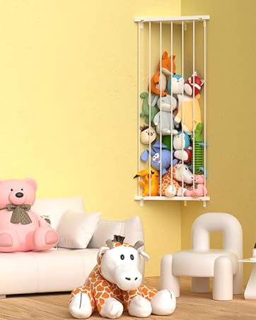 Corner Stuffed Animal Holder Toy Organizer Wall Mount Shelf