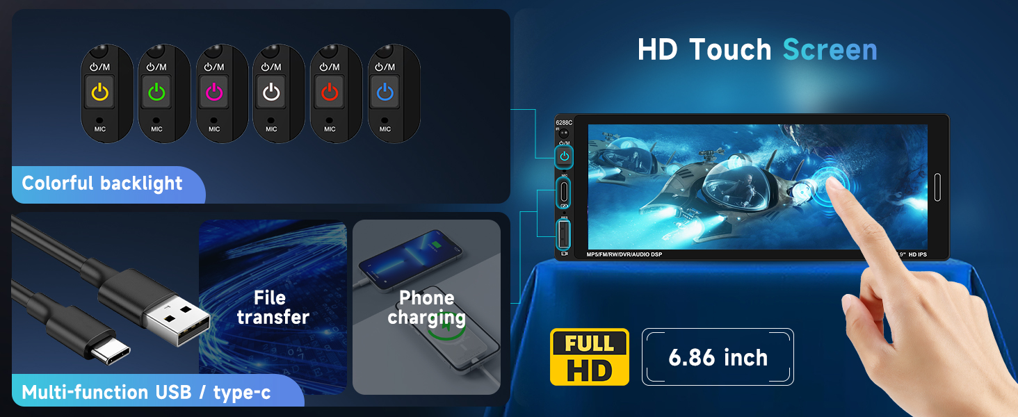 Single Din Car Stereo with Carplay
